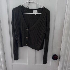 Pink Rose Olive Button-Up Cardigan